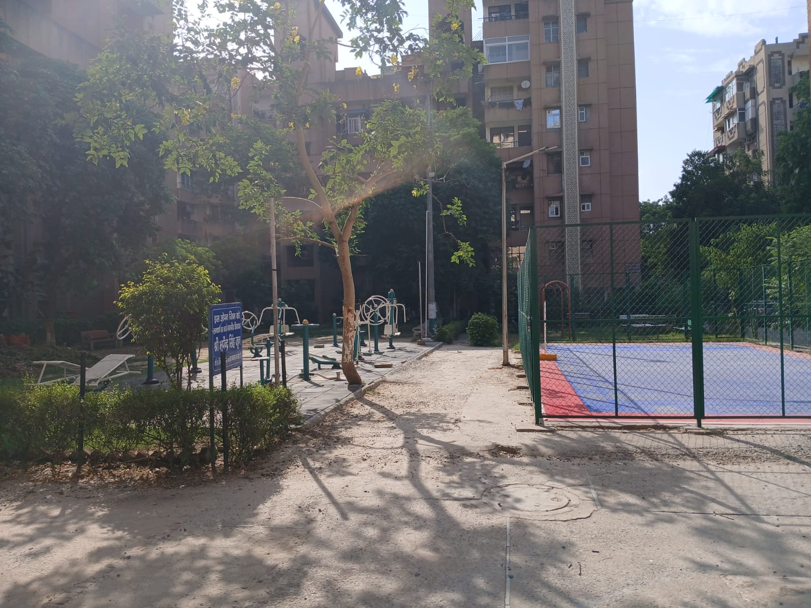 Sports court and garden area